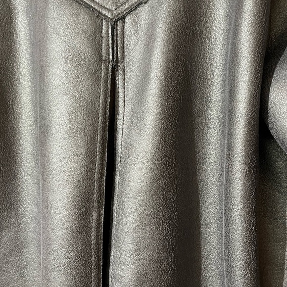 Coldwater Creek Metallic Faux Leather Fur Lined Jacket Pewter Relaxed Fit $230 - Picture 10 of 15
